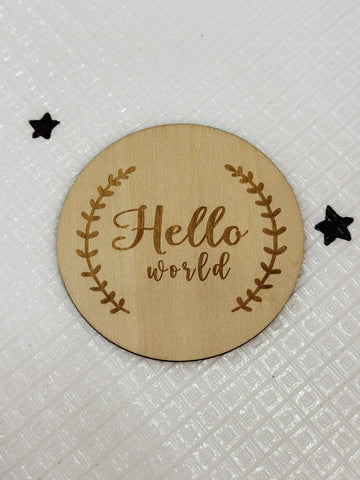 Hello World Wooden Tag